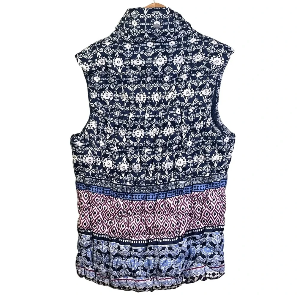 Anthropologie Pure & Good Floral Quilted Full Zip Duck Down Vest Large No Hood‎